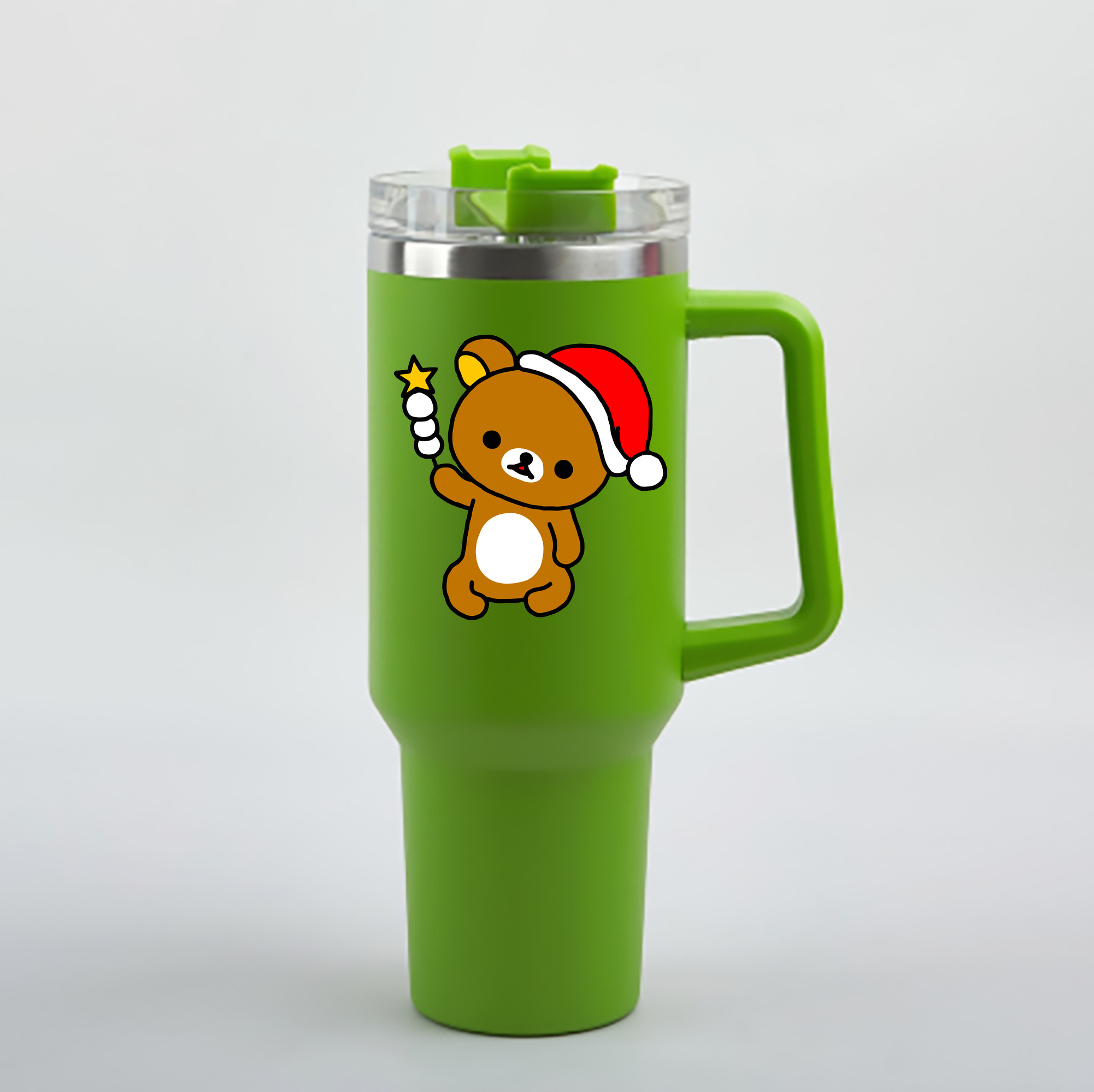 （画像用） リラックマ リラックマ キイロイトリ Rilakkuma Korilakkuma Kiiroitori 1200mL車用タンブラー - クリスタルステッカー（プラスチックストロー付き）